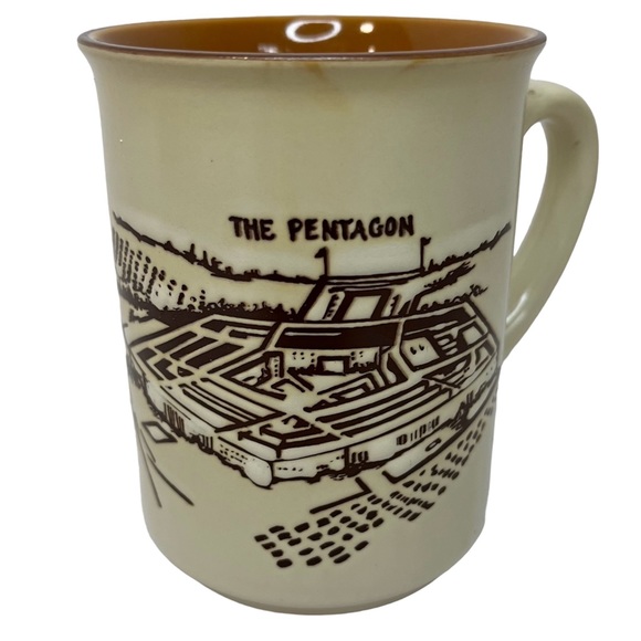 The Pentagon Collectible Stoneware Mug Cup Ceramic Vtg Brown Arlington Virginia - Picture 1 of 6